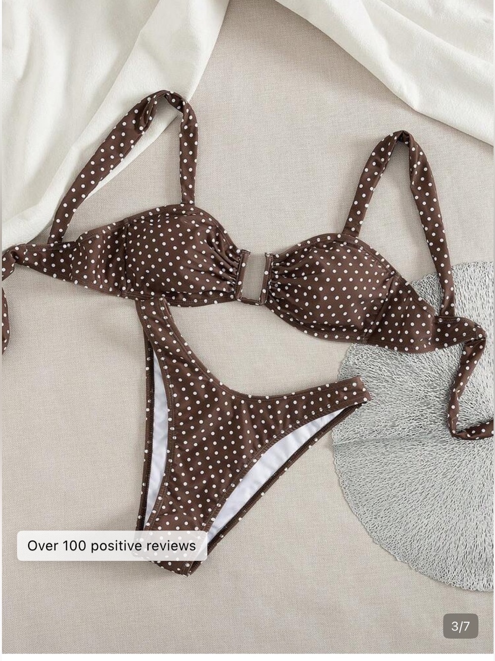 Never Worn SHEIN Brown Polka Dot Bikini Set